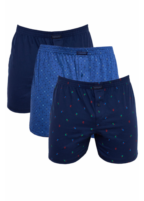 3 pack bokserek męskich granatowe geometryczne z tukanami
