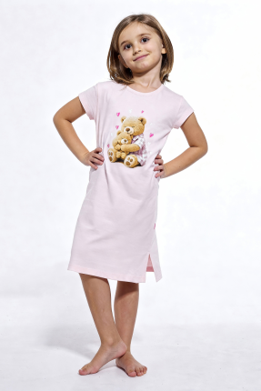 różowa koszula nocna dziewczęca z nadrukiem słodkich misiów
