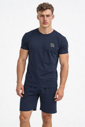 granatowa piżama młodzieżowa z nadrukiem don’t wake me up i nadrukiem na plecach